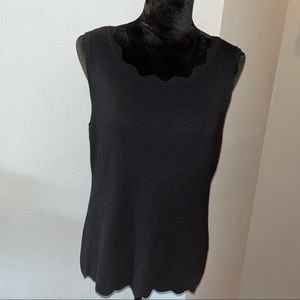 Cable & Gauge black sleeveless lightweight woven top.